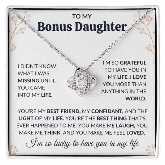 To My Bonus Daughter | Love Knot Necklace