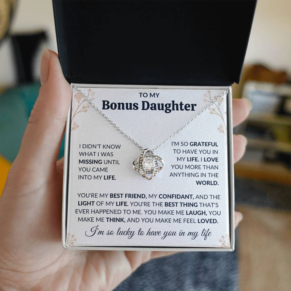 To My Bonus Daughter | Love Knot Necklace