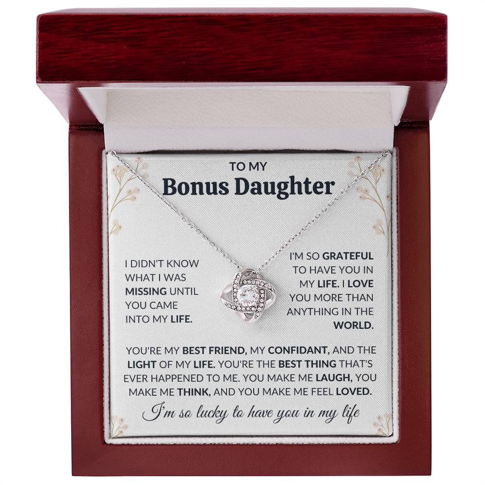 To My Bonus Daughter | Love Knot Necklace