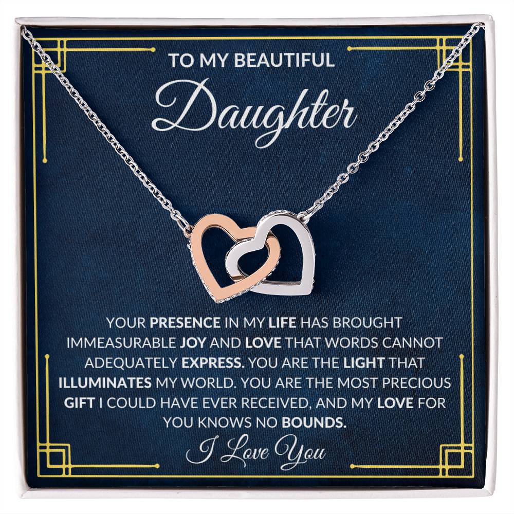 To My Daughter | Interlocking Hearts Necklace | Your Presence In My Life