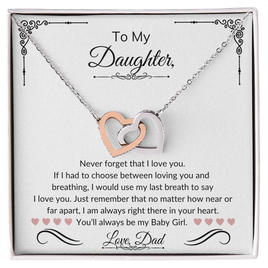 To My Daughter | Interlocking Hearts Necklace | Love Dad | Limited Supply