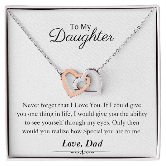 To My Daughter | Interlocking Hearts Necklace | Love Dad | Limited Supply