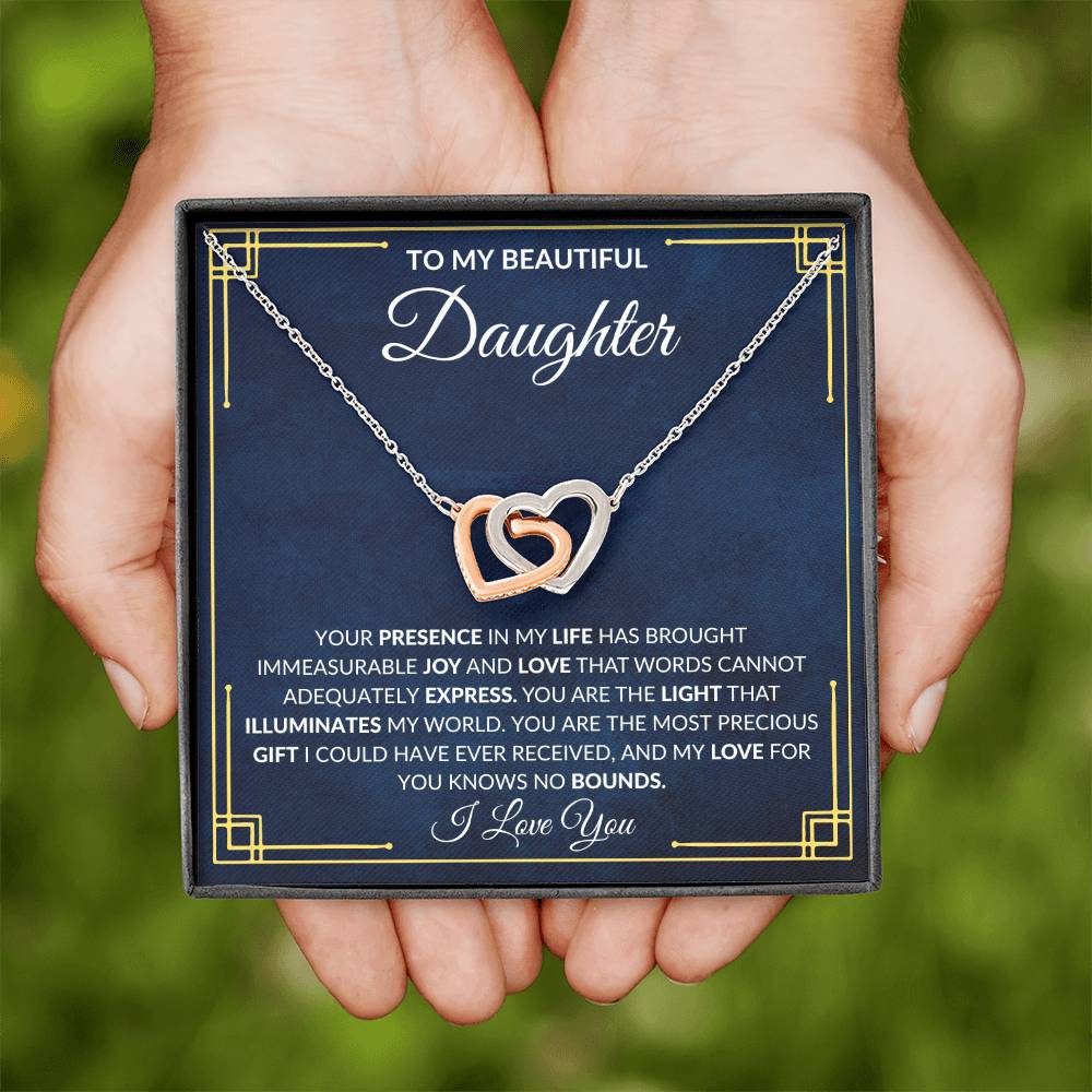 To My Daughter | Interlocking Hearts Necklace | Your Presence In My Life