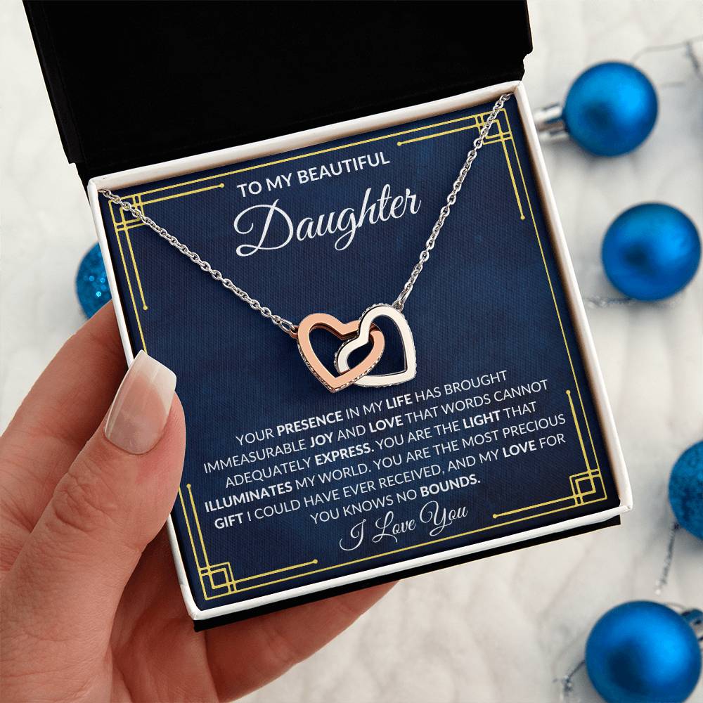 To My Daughter | Interlocking Hearts Necklace | Your Presence In My Life