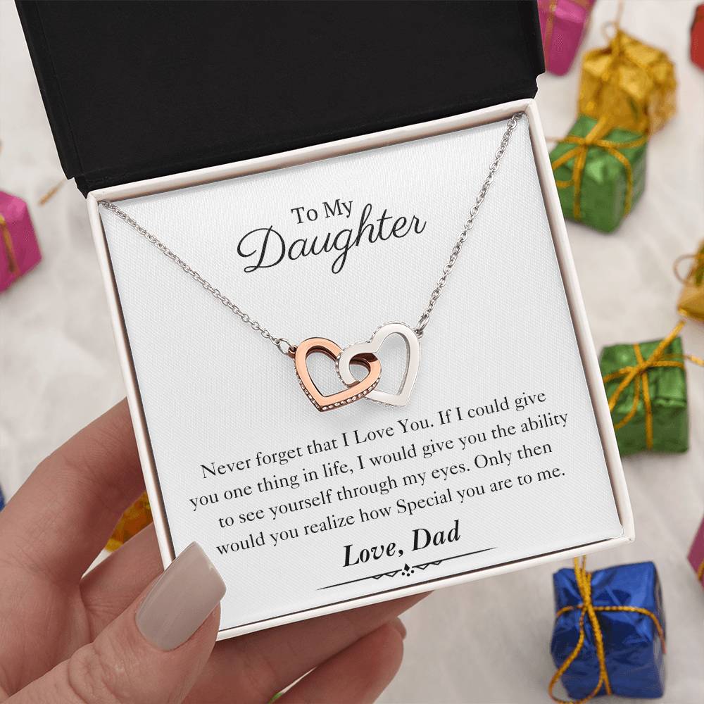 To My Daughter | Interlocking Hearts Necklace | Love Dad | Limited Supply