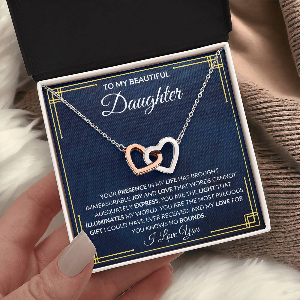 To My Daughter | Interlocking Hearts Necklace | Your Presence In My Life